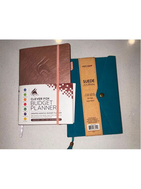 Clever Fox Budget Planner Rose Gold + Maryann Suede Journal Teal Lot #C14